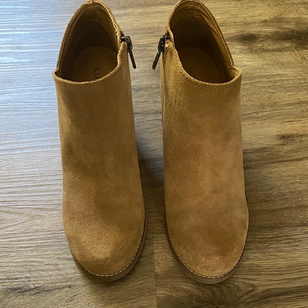 Lucky Brand ankle zip wedge heels.  Size 8.5